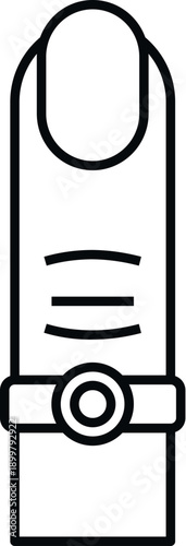 Human finger showing a ring, black and white line art vector icon