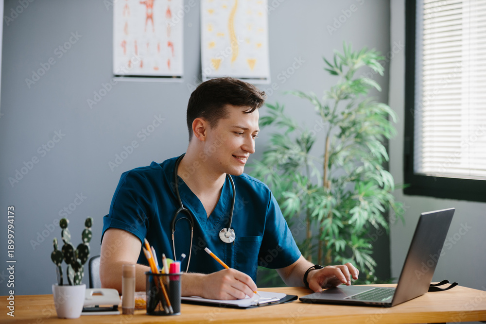 Fototapeta premium Healthcare professional working in modern medical office
