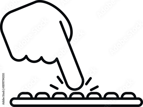 Hand finger pressing a digital button or key representing interaction