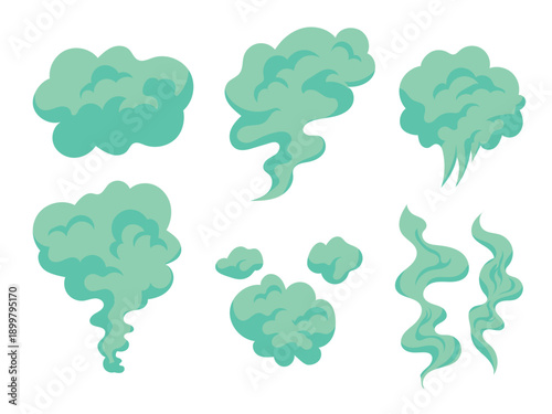 Green potion gas, chemical clouds, toxic smoke set