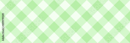 Seamless light green and white argyle gingham plaid pattern. Classic checkered tablecloth texture background for spring, picnic, and country aesthetic designs.