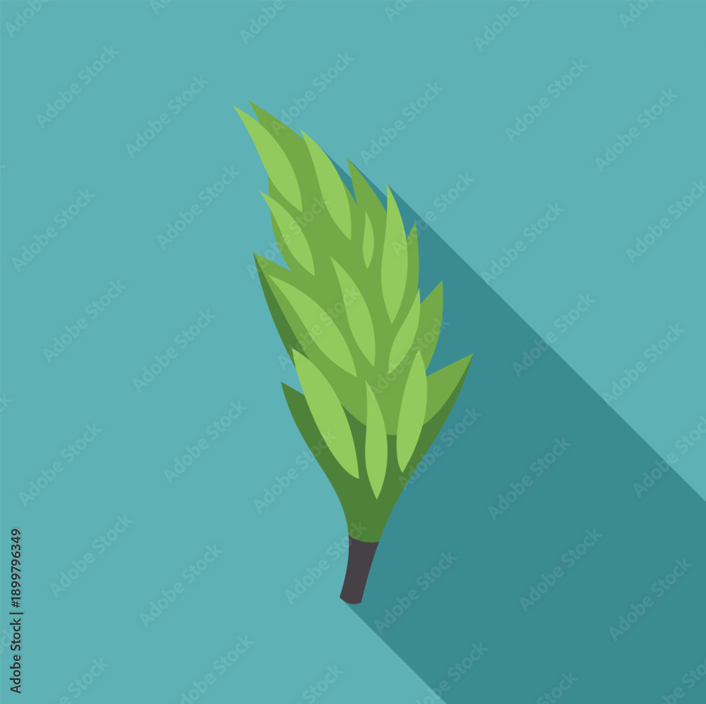 Fototapeta premium Green spikelet plant representing cereal grain on a blue background