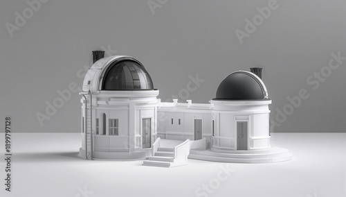 Model of a Two Dome Observatory With Detailed Architecture and Steps