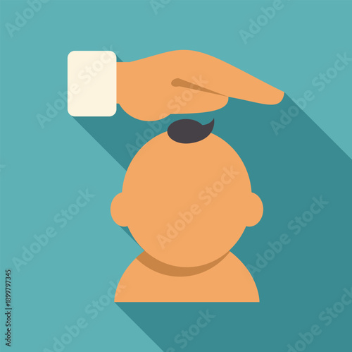 Human hand hovering over a baby's head, representing protection, insurance, and safety