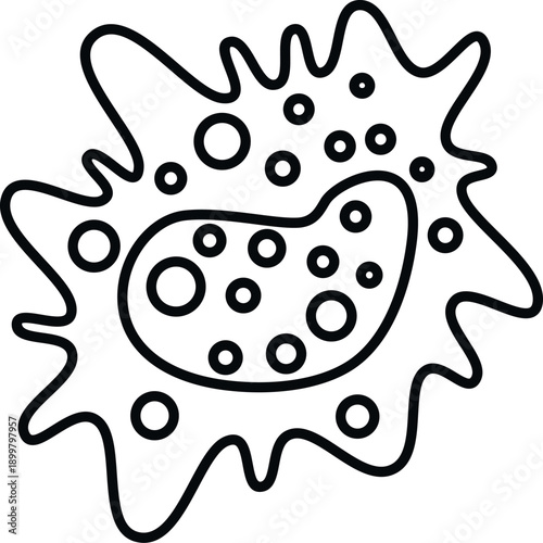 Amoeba cell showing nucleus and vacuoles, representing microbiology concepts
