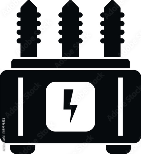 Industrial transformer icon indicating electricity supply and high voltage