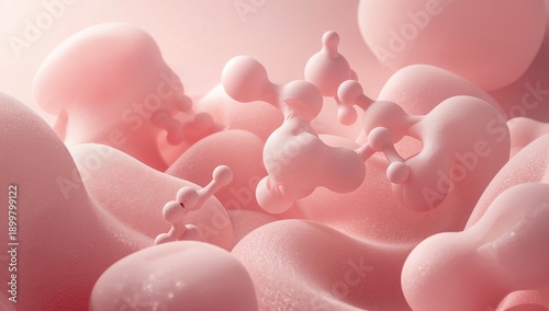 Abstract Shapes in Pink Colors Create a Study of Forms in Soft Materials