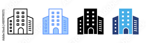 Building icon set multiple style collection