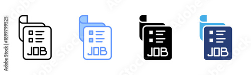 Job icon set multiple style collection