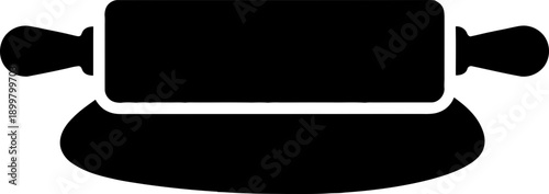 Rolling pin flattening dough. Baking and cooking process or utensil concept. Kitchen tool symbol flat icon, pictogram or vector graphic illustration for website or app design