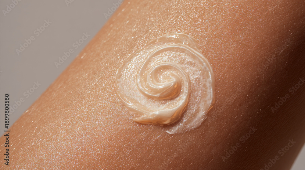 Fototapeta premium Sunscreen swirl on skin, protecting from pigmentation and sun damage