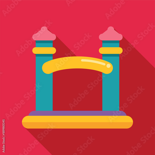 Inflatable bounce house castle for children playing in flat vector design