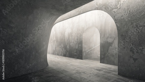 Architectural Design Showcases a Spacious Hall With a Large Arch in an Art Ga...