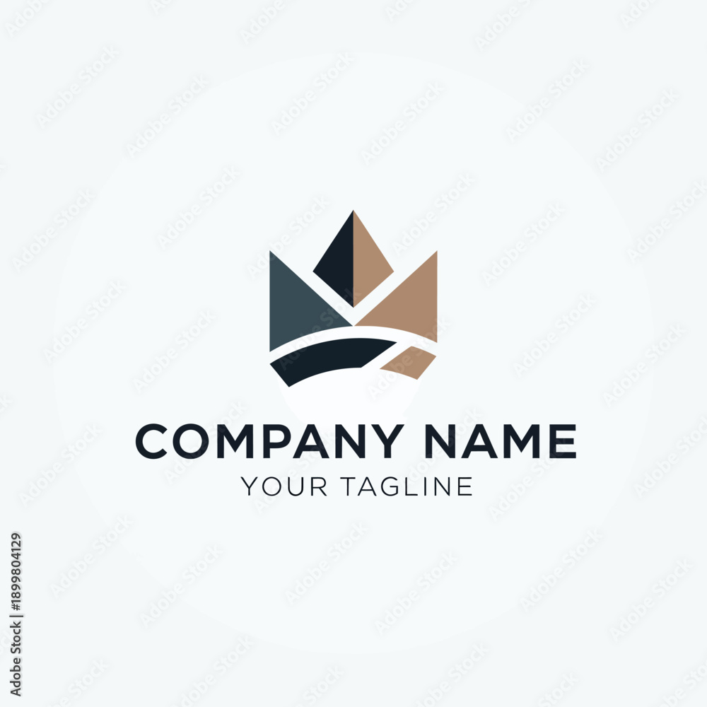 Obraz premium Geometric Crown Logo Design Template.