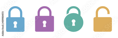 lock icon collection set locked icon symbol unlocked sign. Lock Padlock icon sheet multiple style collection isolated vector