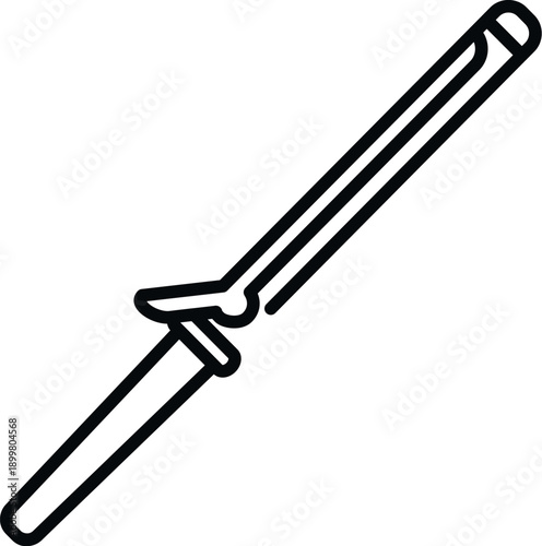 Hair styling tool for creating curls and waves, designed as a simple line art icon