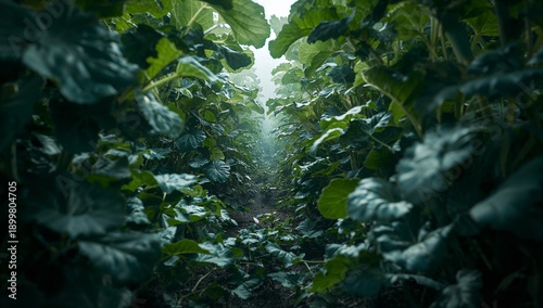 Vineyard Rows Full of Green Leaves in a Bright Light During Daytime