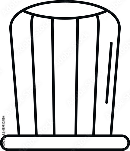 Chef toque hat vector line art icon on a white background