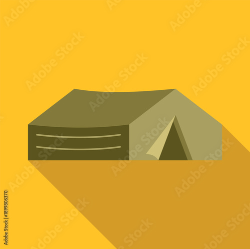 Camping tent with long shadow on an orange background, representing outdoor adventures