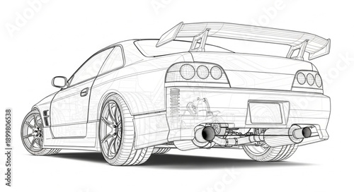 Detailed Sketch of a Sports Car.