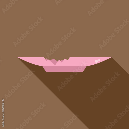 Flat design illustration depicting a cross section of earth's crust with geological fault