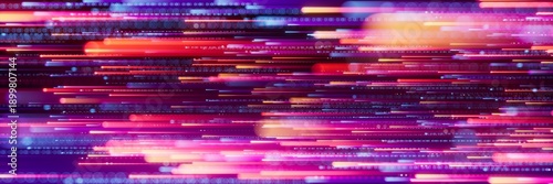 Tableau sur toile D render of abstract neon lines with fading tails