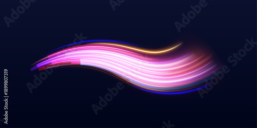 Electric pink streaks ripple along a city street, creating fast motion lines, glowing sparks, and dynamic neon effects.