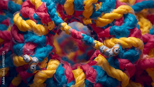Colorful Twisted Ropes Create a Vibrant Pattern in This Unique Artwork Display