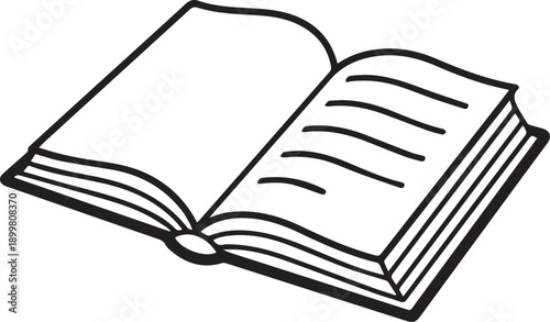 Open Book with Text Lines and Spine Detail — Ideal for Educational Editorials, Reading Themes, and Visuals Representing Literature, Knowledge, and Learning