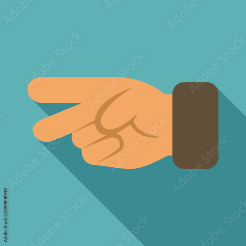 Hand making a two finger peace or victory sign with a long shadow