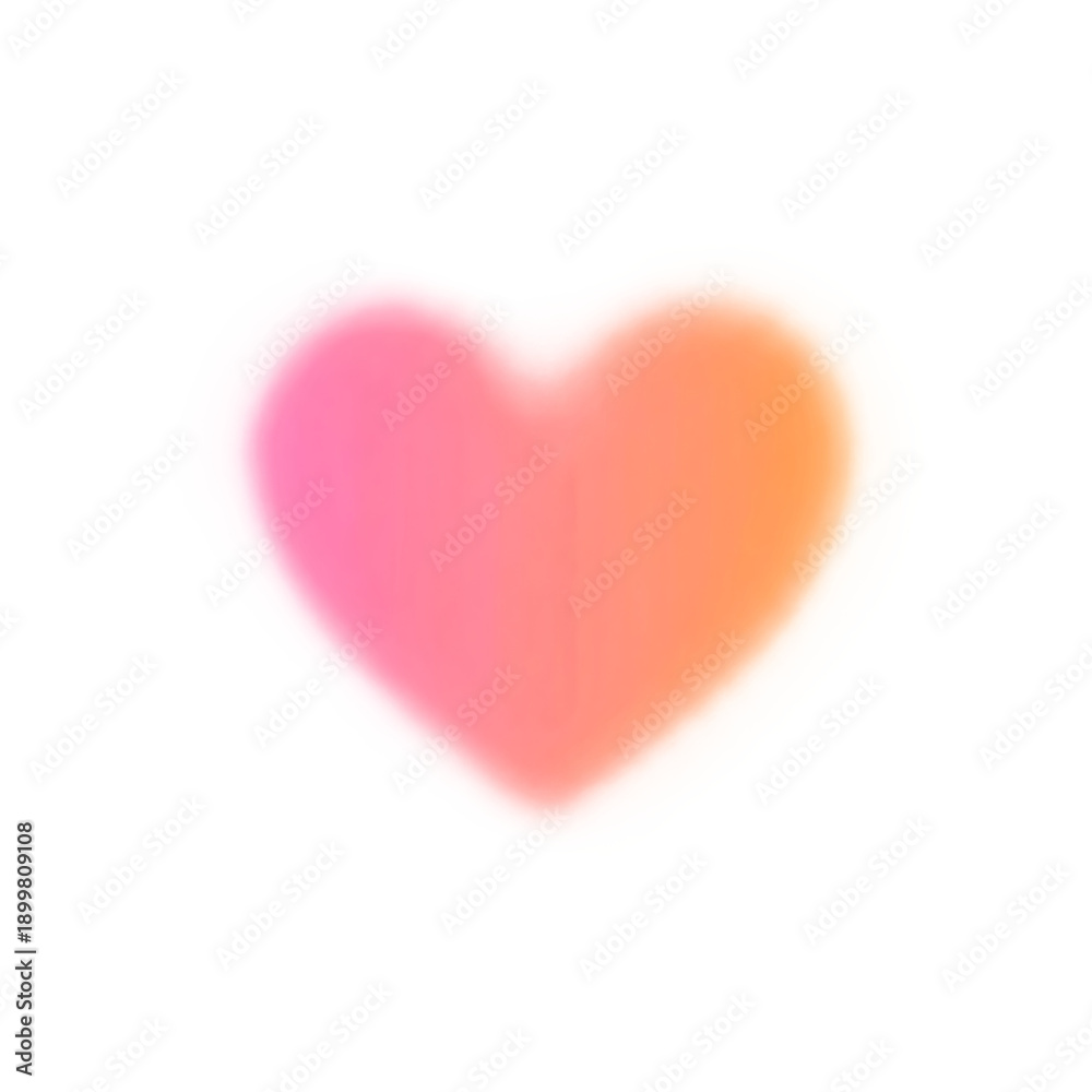 Fototapeta premium Gradient pink and orange heart shape with soft blurred edges, modern love symbol for graphic design projects element