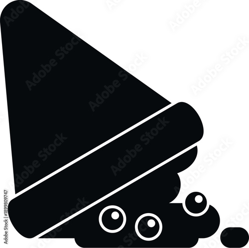 Dropped ice cream cone with melting scoop and sprinkles on a white background