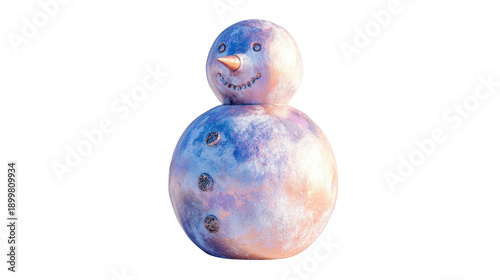 Colorful Artistic Snowman with a Charming Smile and Unique Texture Perfect for Winter-Themed Decor, Greeting Cards, and Seasonal Illustrations