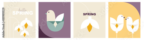 Hello Spring card set. Modern design.