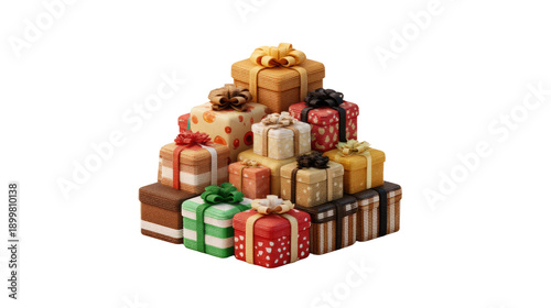 Colorful Stack of Gift Boxes with Ribbons and Bows for Festive Celebrations and Special Occasions, Ideal for Holiday Decor and Gift-Giving Inspiration