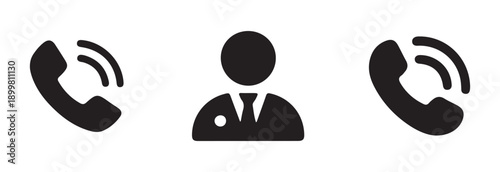 Vibrating telephone receiver and doctor avatar icons indicating active communication or availability