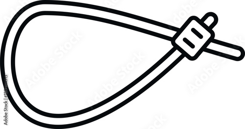 Zip tie securing objects line art icon on white background