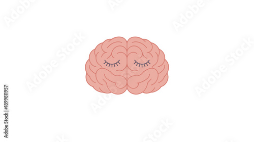 Illustration of a calm brain with closed eyes.