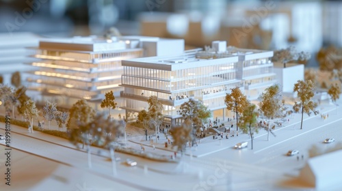 Detailed Commercial Plaza Maquette Visualization