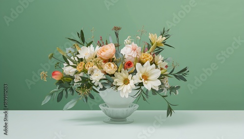Beautiful Flower Arrangement on Table With Dinner Setup for Two in Simple Space