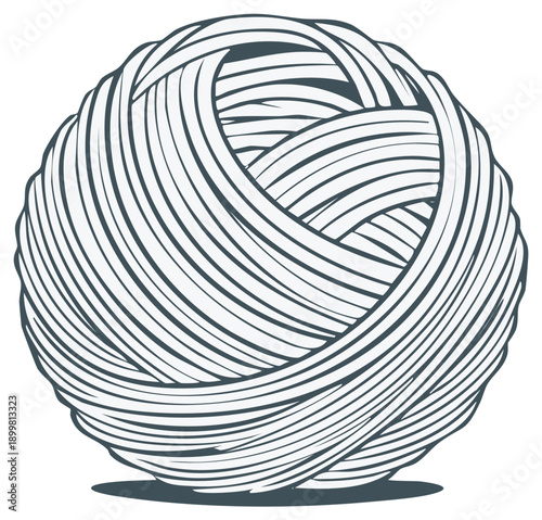 Ball of Yarn Illustration for Knitting Crafting Crochet Fiber Arts Project