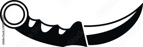 Karambit knife weapon with curved blade and finger ring, presented as a black silhouette icon
