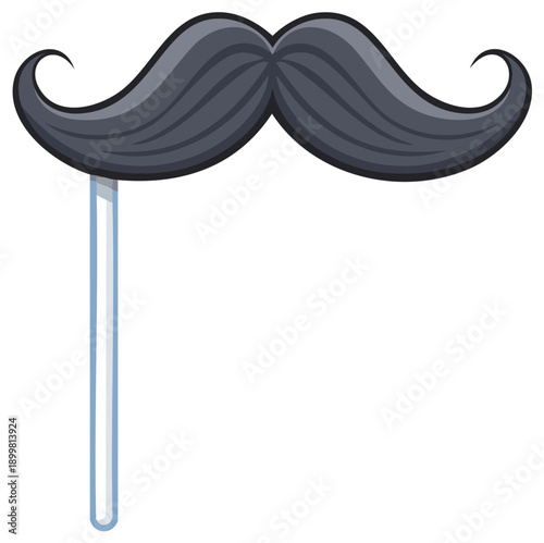 Cartoon mustache on a stick, whimsical face accessory.