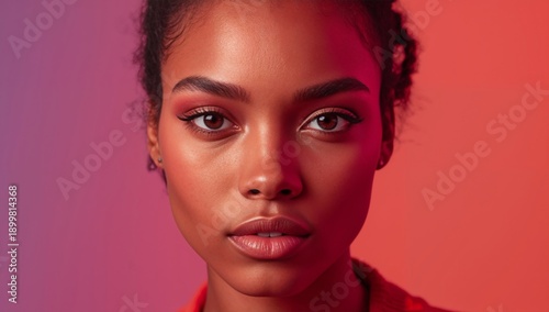Model Poses With Bright Lighting in Studio During Evening Photoshoot