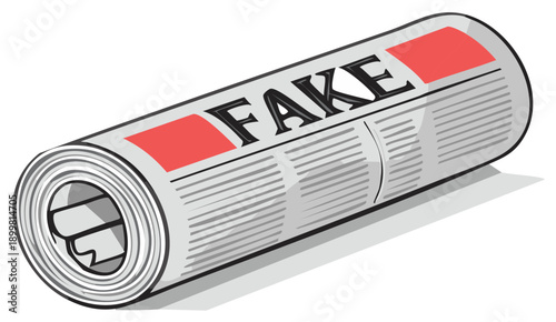 Rolled Newspaper With Fake Headline News Illustration Spreading Misinformation