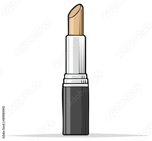 Elegant Lipstick Tube With Creamy Beige Color Bullet Open for Makeup Application