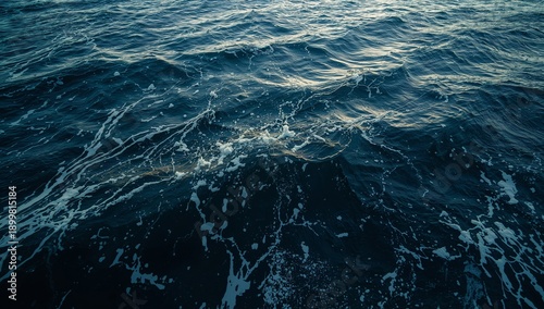 Waves Roll in the Ocean During the Late Afternoon Near a Coastal Area