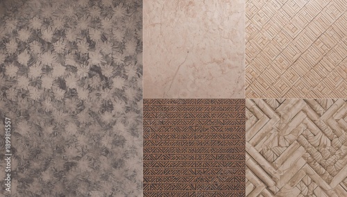 Patterns and Textures of Materials Displayed on a Wall in a Design Studio