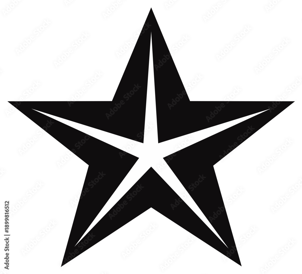 Fototapeta premium Bold Black Five-Pointed Star Symbol with White Outline Graphic