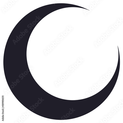 Simple dark crescent moon illustration, a celestial and lunar symbol for night and space